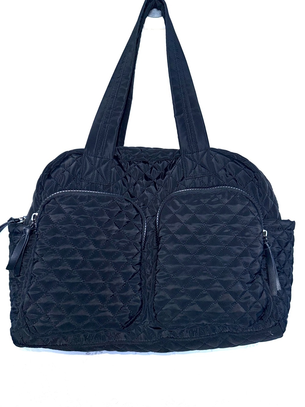 No Boundaries Black Quilted Dome Weekender Duffel Bag Travel Tote Puffer Large
